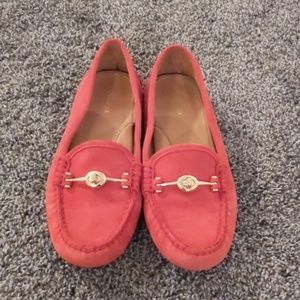 Coach hot pink leather slip ons
